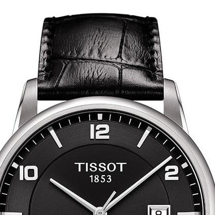 Tissot Luxury Powermatic 80 Black Dial Black Leather Strap Watch