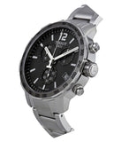 Tissot Quickster Chronograph Black Dial Silver Steel Strap Watch For Men - T095.417.11.067.00