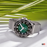 Tissot Seastar 1000 Chronograph Green Dial Silver Mesh Bracelet Watch For Men - T120.417.11.091.00