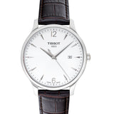 Tissot T Classic Tradition White Dial Brown Leather Strap Watch For Men - T063.610.16.037.00