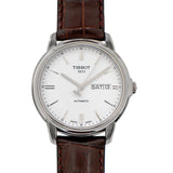 Tissot Automatics III Steel White Dial Brown Leather Strap Watch For Men - T065.430.16.031.00