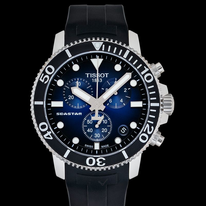 Tissot Seastar 1000 Chronograph Blue Dial Black Rubber Strap Watch For Men - T120.417.17.041.00