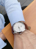 Tissot T Classic Couturier Chronograph White Dial Brown Leather Strap Watch For Men - T035.410.16.031.00