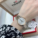 Tissot Chemin Des Tourelles Powermatic 80 Helvetic Price Lady Silver Dial Two Tone Steel Strap Watch For Women - T099.207.22.118.01