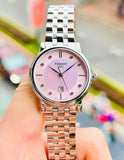 Tissot T Classic Carson Premium Pink Dial Silver Steel Strap Watch for Women - T122.210.11.159.00