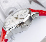 Tissot Chemin Des Tourelles Powermatic 80 Mother of Pearl Dial Red Leather Strap Watch For Women - T099.207.16.118.00