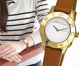 Marc Jacobs Mini Blade White Dial Brown Leather Strap Watch for Women - MBM1219