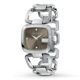 Gucci G Gucci Brown Dial Silver Steel Strap Watch For Women - YA125401