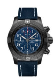 Breitling Super Avenger Chronograph 48 Night Mission Blue Dial Blue Leather Strap Watch for Men - V13375101C1X2