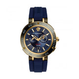 Versace V Extreme Chronograph Blue & Gold Tone Dial Blue Rubber Strap Watch for Men - VCN010017