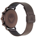 Emporio Armani Aviator Chronograph Grey Dial Brown Mesh Bracelet Watch For Men - AR11169