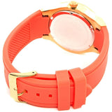 Guess Jet Setter Golden Dial Orange Rubber Watch For Women - W0564L2