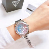 Guess Confetti Multicolored Dial Silver Steel Strap Watch For Women - W0774L1