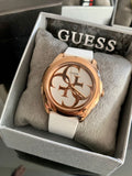 Guess G Twist White & Gold Dial White Silicone Strap Watch For Women - W0911L5