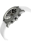 Guess Confetti Crystal Black Dial White Silicone Strap Watch For Women - W1098L1