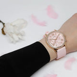 Guess Solar Rose Gold Dial Pink Rubber Strap Watch For Women - W1135L2