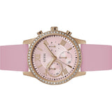 Guess Solar Rose Gold Dial Pink Rubber Strap Watch For Women - W1135L2