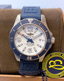 Breitling Superocean II Automatic 42mm White Dial Blue Rubber Strap Watch for Men - A17366D81A1S2