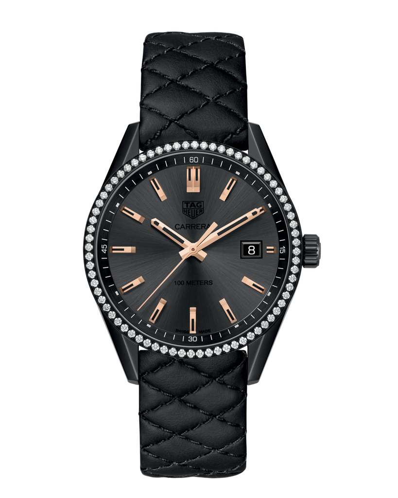 Tag Heuer Carrera Quartz 39mm Diamond Anthracite Dial Black