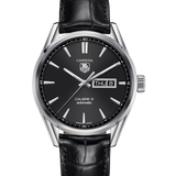 Tag Heuer Carrera Automatic 41mm Black Dial Black Leather Strap Watch for Men - WAR201A.FC6266