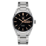 Tag Heuer Carrera Calibre 5 Automatic Black Dial Silver Steel Strap Watch for Men - WAR201C.BA0723