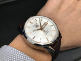 Tag Heuer Carrera Calibre 5 Automatic White Dial Brown Leather Strap Watch for Men - WAR201D.FC6291