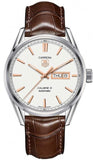 Tag Heuer Carrera Calibre 5 Automatic White Dial Brown Leather Strap Watch for Men - WAR201D.FC6291