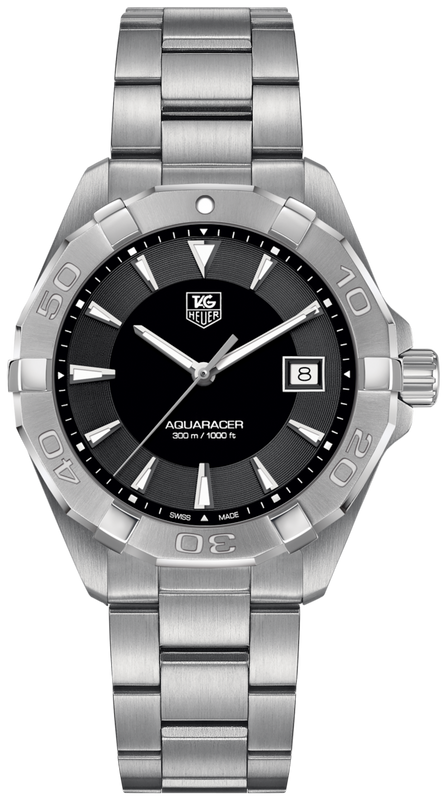 Tag Heuer Aquaracer 41mm Quartz Black Dial Silver Steel Strap Watch for Men - WAY1110.BA0928