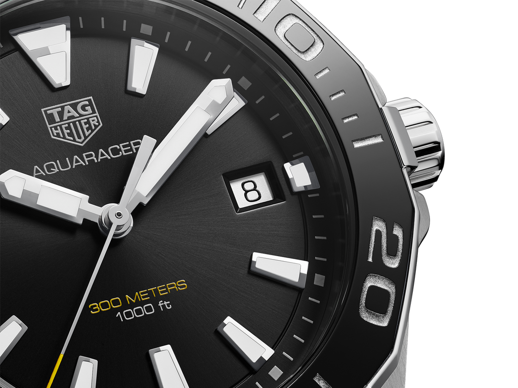 Tag Heuer Aquaracer Black Dial Silver Steel Strap Watch for Men - WAY111A.BA0928