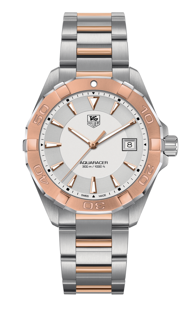 Tag Heuer Aquaracer 41mm Quartz White Dial Silver Strap Watch for Men - WAY1150.BD0911