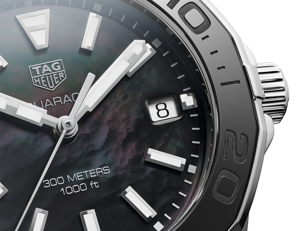 Tag Heuer Aquaracer Quartz Black Dial Silver Steel Strap Watch for Women - WAY131K.BA0748