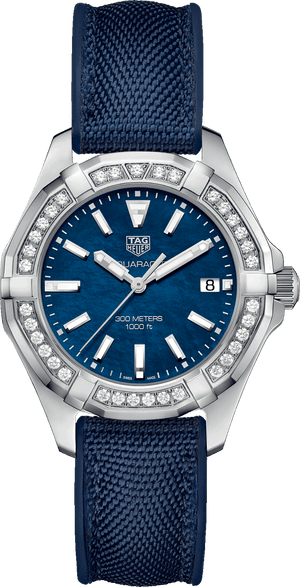 Tag Heuer Aquaracer Quartz Diamonds Blue Dial Blue Nylon Strap Watch for Women - WAY131N.FT6091