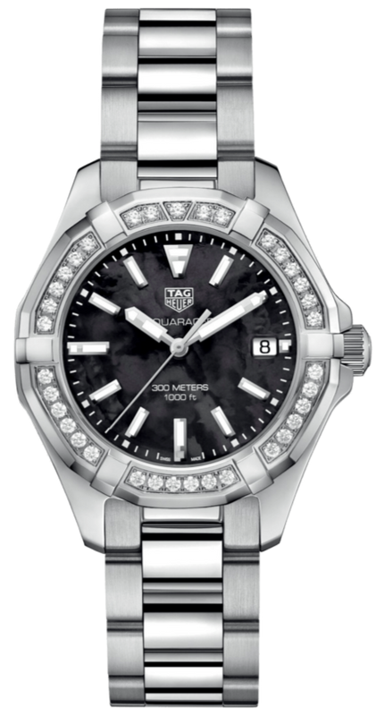  Tag Heuer Aquaracer Quartz 35mm Diamond Black Dial Silver Steel Strap Watch for Women - WAY131P.BA0748 by Tag Heuer sold by Watch Connection