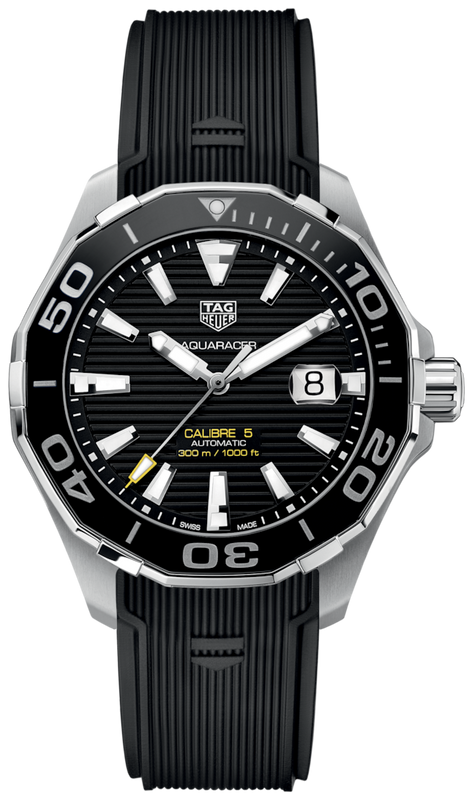  Tag Heuer Aquaracer Calibre 5 Automatic Black Dial Black Rubber Strap Watch for Men - WAY201A.FT6142 by Tag Heuer sold by Watch Connection