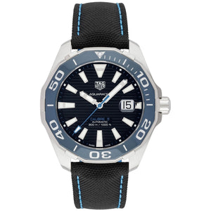 Tag Heuer Aquaracer Calibre 5 Automatic Black Dial Black Nylon Strap Watch for Men - WAY201C.FC6395