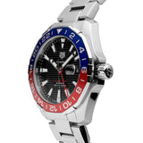 Tag Heuer Aquaracer GMT Caliber 7 Pepsi Black Dial Silver Steel Strap Watch for Men - WAY201F.BA0927