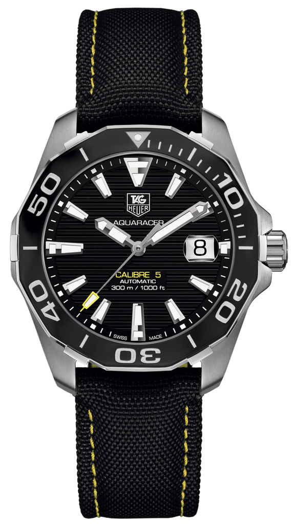 Tag Heuer Aquaracer Calibre 5 Automatic 41mm Black Dial Black Nylon Strap Watch for Men Watch for Men