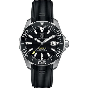 Tag Heuer Aquaracer Calibre 5 Automatic Black Dial Black Rubber Strap Watch for Men - WAY211A.FT6151