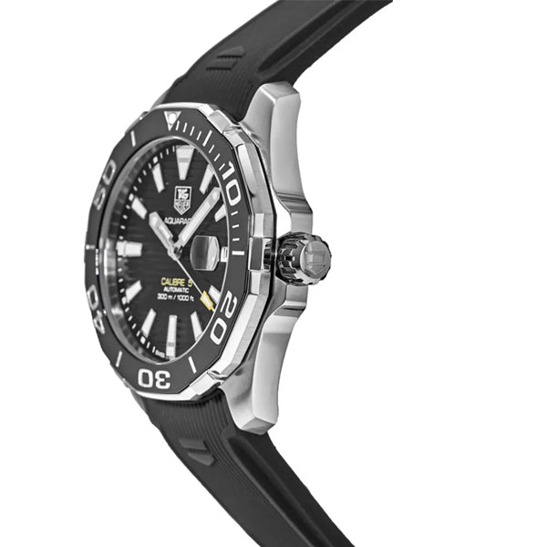 Tag Heuer Aquaracer Calibre 5 Automatic Black Dial Black Rubber Strap Watch for Men - WAY201A.FT6142