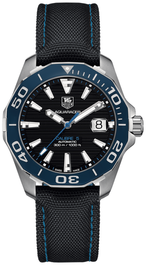 Tag Heuer Aquaracer Calibre 5 Automatic Black Dial Black Nylon Strap Watch for Men - WAY211B.FC6363