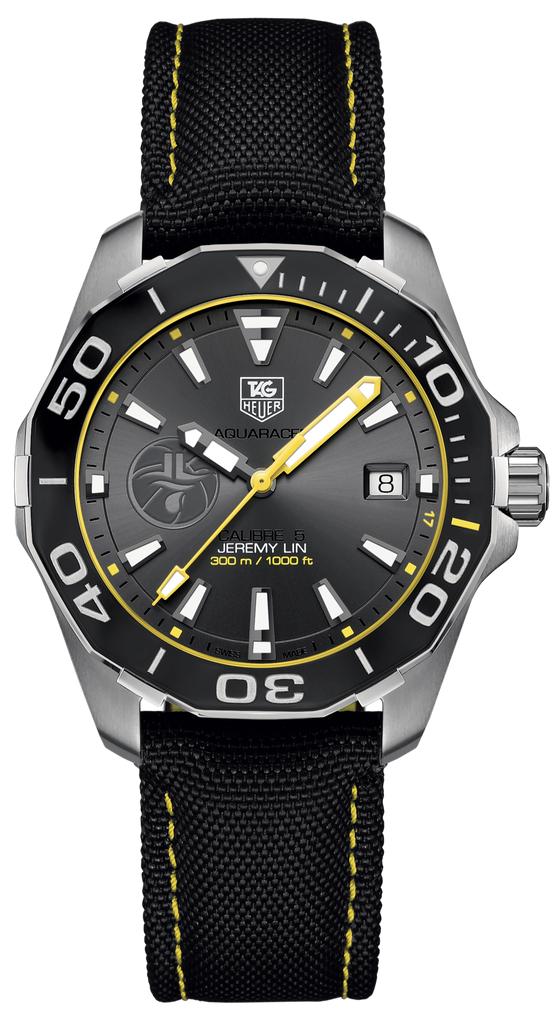 Tag Heuer Aquaracer Jeremy Lin Special Edition Grey Dial Black Nylon Strap Watch for Men - WAY211F.FC6362