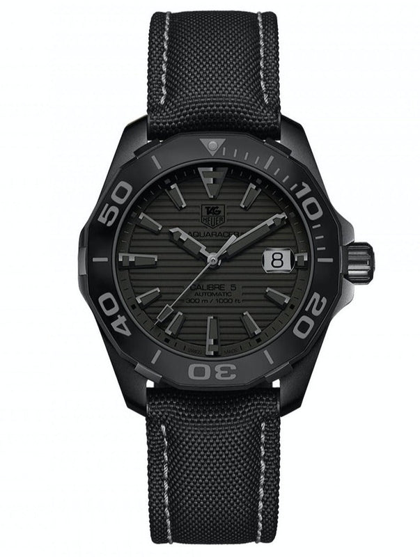  Tag Heuer Aquaracer 300 Swiss Limited Edition Black Dial Black Nylon Strap Watch for Men - WAY218B.FC6364 by Tag Heuer sold by Watch Connection