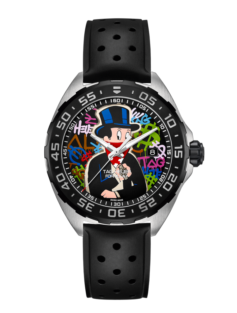 Tag Heuer Formula 1 Alec Monopoly Special Edition Black Rubber Strap Watch for Men - WAZ1117.FT8023