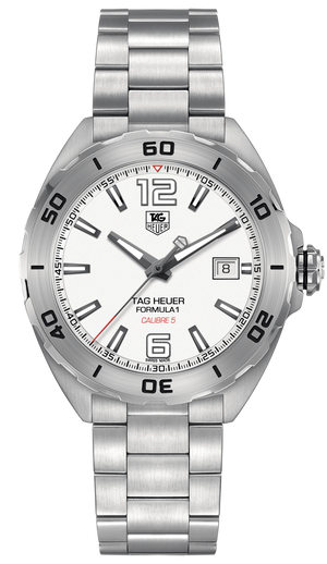 Tag Heuer Formula 1 Calibre 5 Automatic White Dial Silver Steel Strap Watch for Men - WAZ2114.BA0875