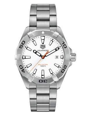 Tag Heuer Aquaracer Quartz 41mm White Dial Silver Steel Strap Watch for Men - WBD1111.BA0928