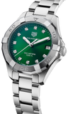 Tag Heuer Aquaracer Quartz 32mm Emerald Green Dial Silver Steel Strap Watch for Women - WBD1316.BA0740