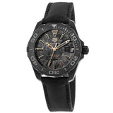 Tag Heuer Aquaracer Calibre 5 Black NATO Strap Carbon Dial Watch for Men - WBD218A.FC6445