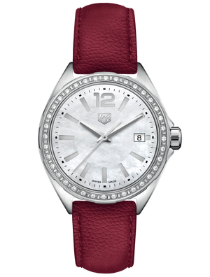 Tag Heuer Formula 1 Quartz 35mm Mother of Pearl Dial Red Leather Strap Watch for Women - WBJ131A.FC8253