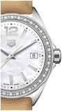 Tag Heuer Formula 1 Quartz 35mm Diamond Mother of Pearl Dial Beige Leather Strap Watch for Women - WBJ131A.FC8254