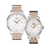 Tissot T Classic Tradition White Dial Two Tone Mesh Bracelet Watch For Men - T063.610.22.037.01